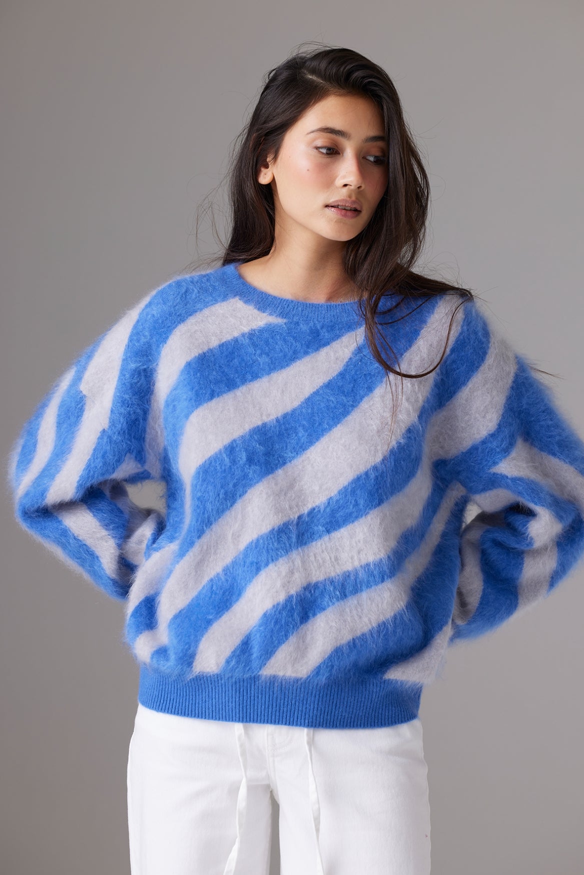 BRUSHED SANYA ZEBRA CREW 